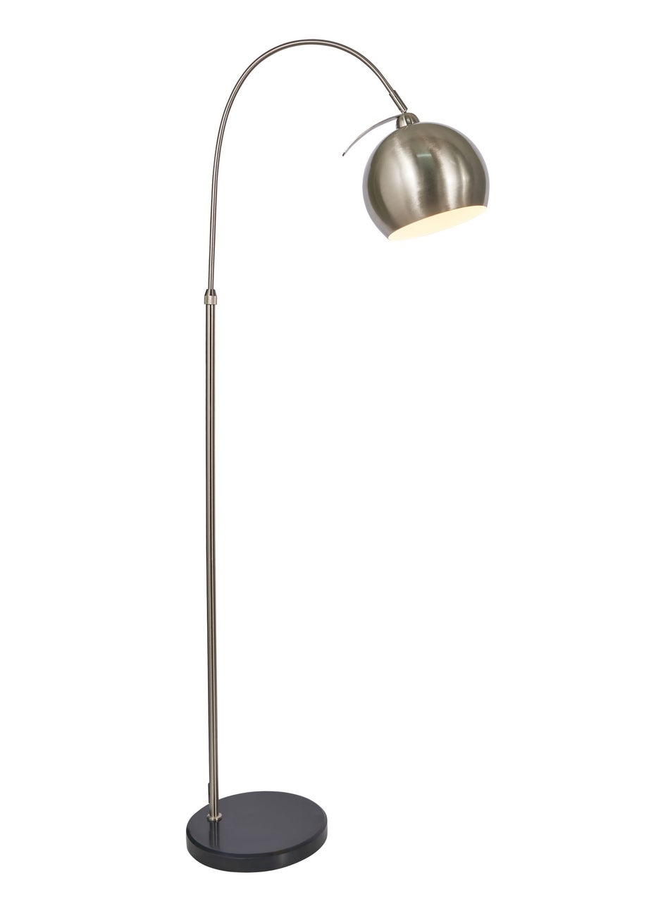 BHS Benson Curved Floor Lamp Satin Nickel (155cm x 55cm)