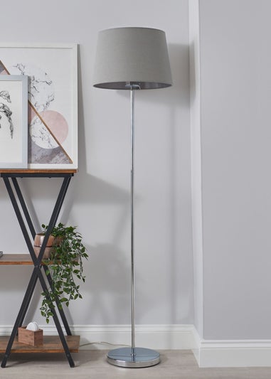 BHS Mira Touch Floor Lamp Chrome & Grey (155cm x 38cm)