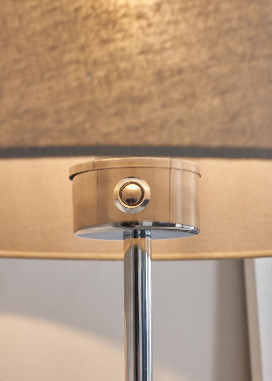 BHS Mira Touch Floor Lamp Chrome & Grey (155cm x 38cm)