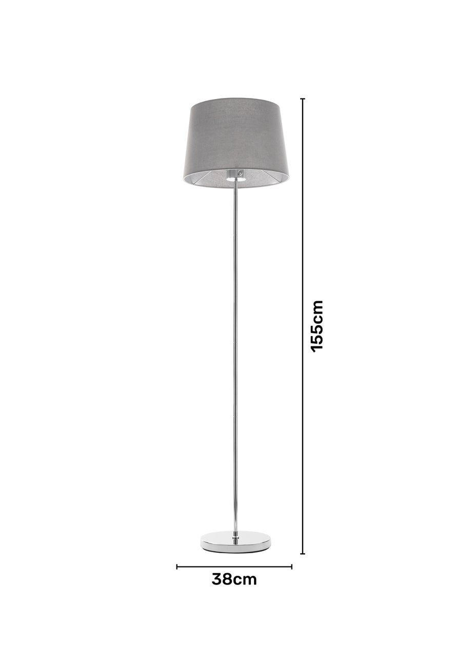 BHS Mira Touch Floor Lamp Chrome & Grey (155cm x 38cm)