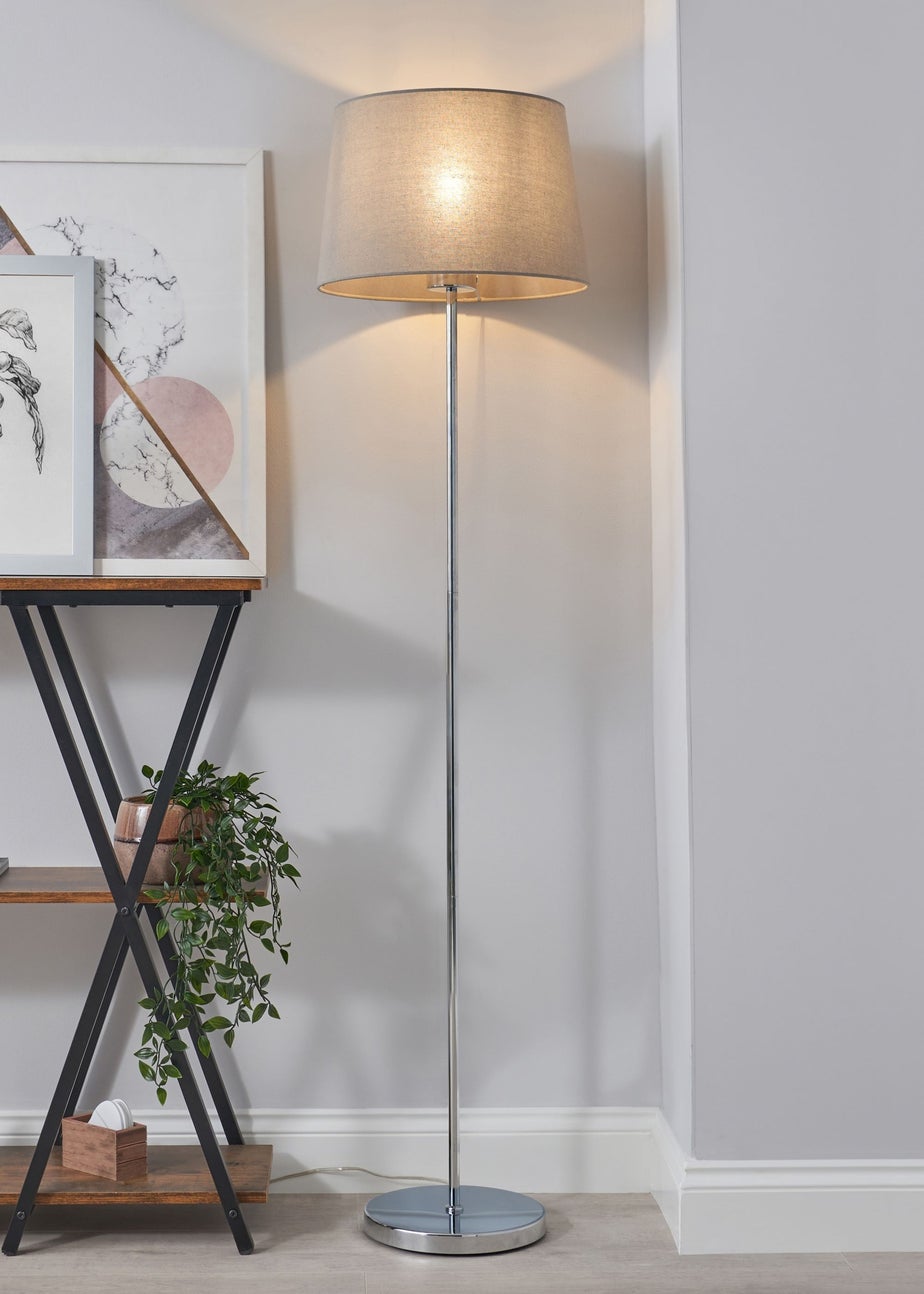 BHS Mira Touch Floor Lamp Chrome & Grey (155cm x 38cm)