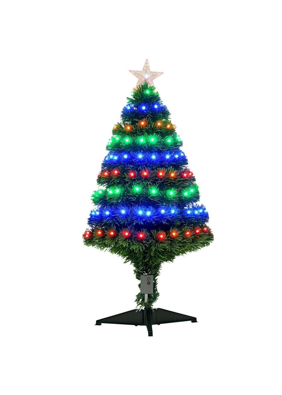 HOMCOM 3ft 90cm Fibre Optic Artificial Christmas Tree
