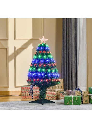 HOMCOM 3ft 90cm Fibre Optic Artificial Christmas Tree