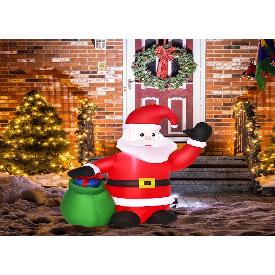HOMCOM Inflatable Blow up Christmas Santa Claus 4ft LED Yard Holiday Decoration