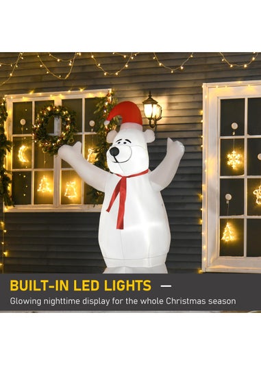 HOMCOM 6ft Tall Outdoor Inflatable Bear Airblown Projection Holiday Christmas Lawn Décor