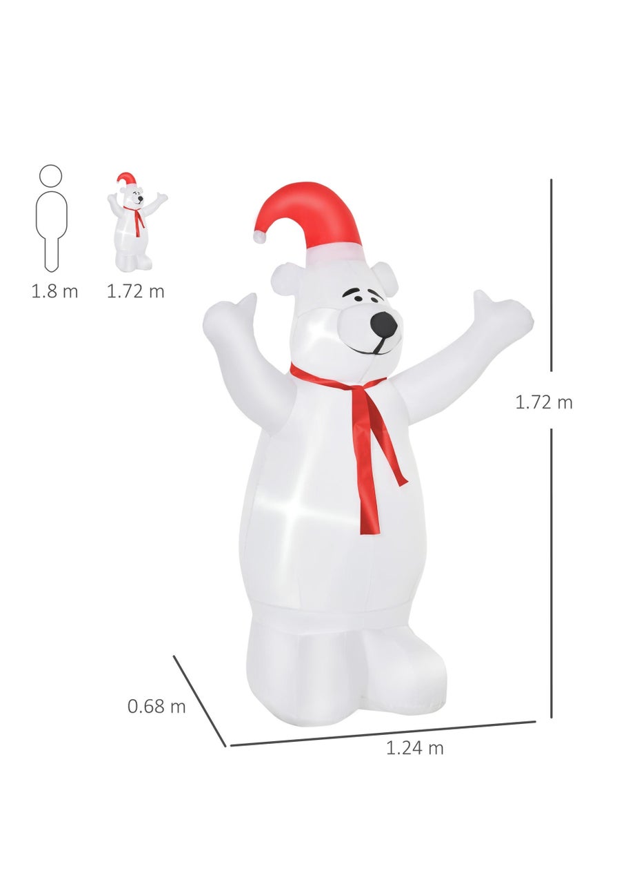 HOMCOM 6ft Tall Outdoor Inflatable Bear Airblown Projection Holiday Christmas Lawn Décor
