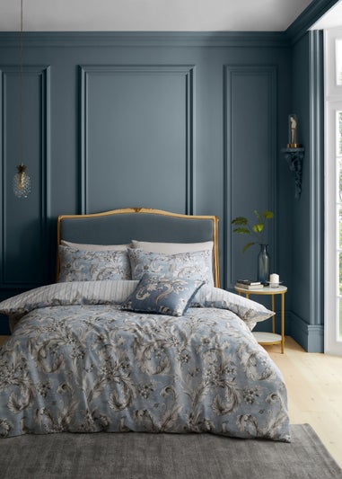 Bridgerton By Catherine Lansfield Regal Floral Reversible Duvet Cover Set Blue