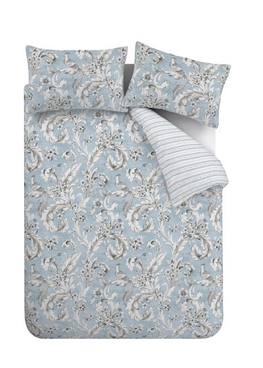 Bridgerton By Catherine Lansfield Regal Floral Reversible Duvet Cover Set Blue