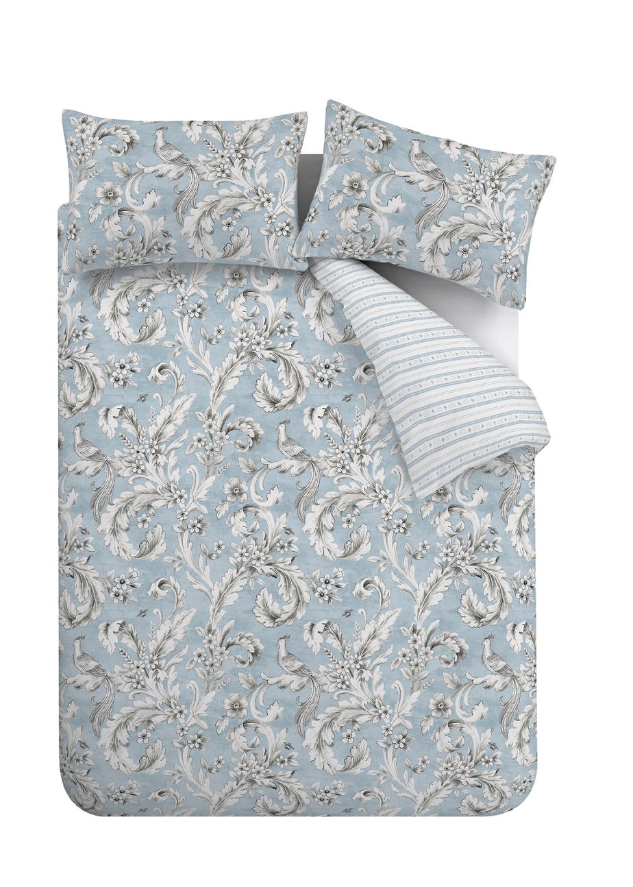 Bridgerton By Catherine Lansfield Regal Floral Reversible Duvet Cover Set Blue