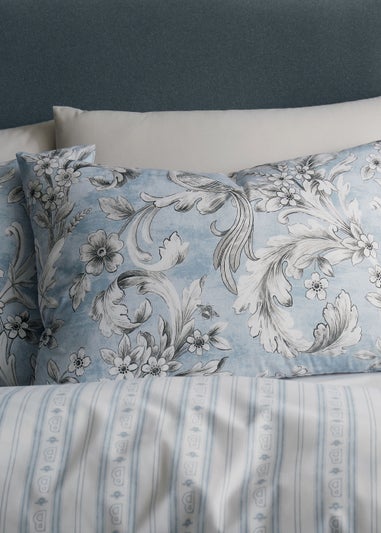 Bridgerton By Catherine Lansfield Regal Floral Reversible Duvet Cover Set Blue