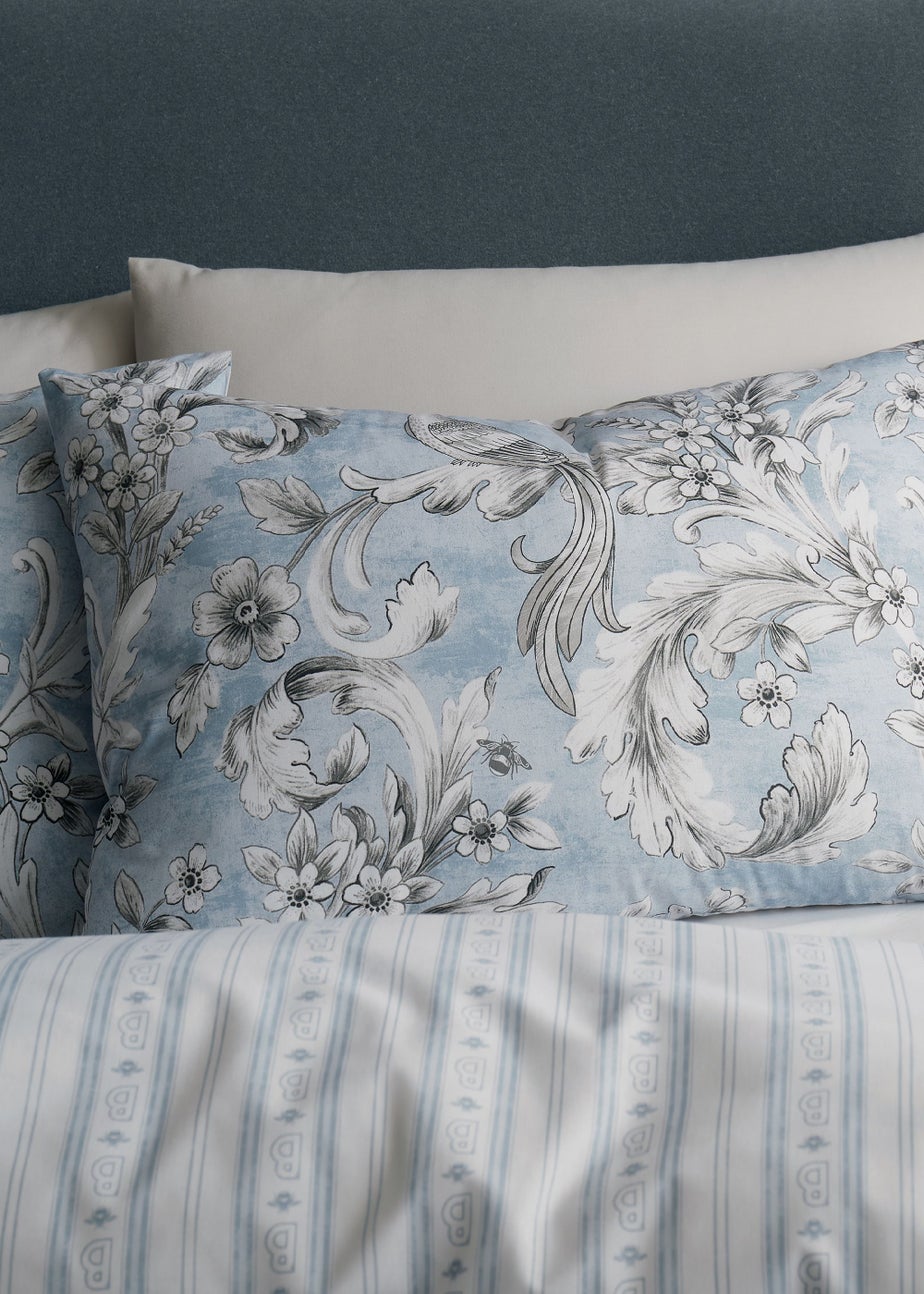 Bridgerton By Catherine Lansfield Regal Floral Reversible Duvet Cover Set Blue