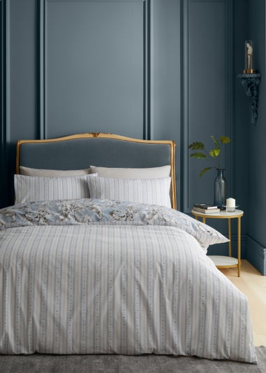 Bridgerton By Catherine Lansfield Regal Floral Reversible Duvet Cover Set Blue