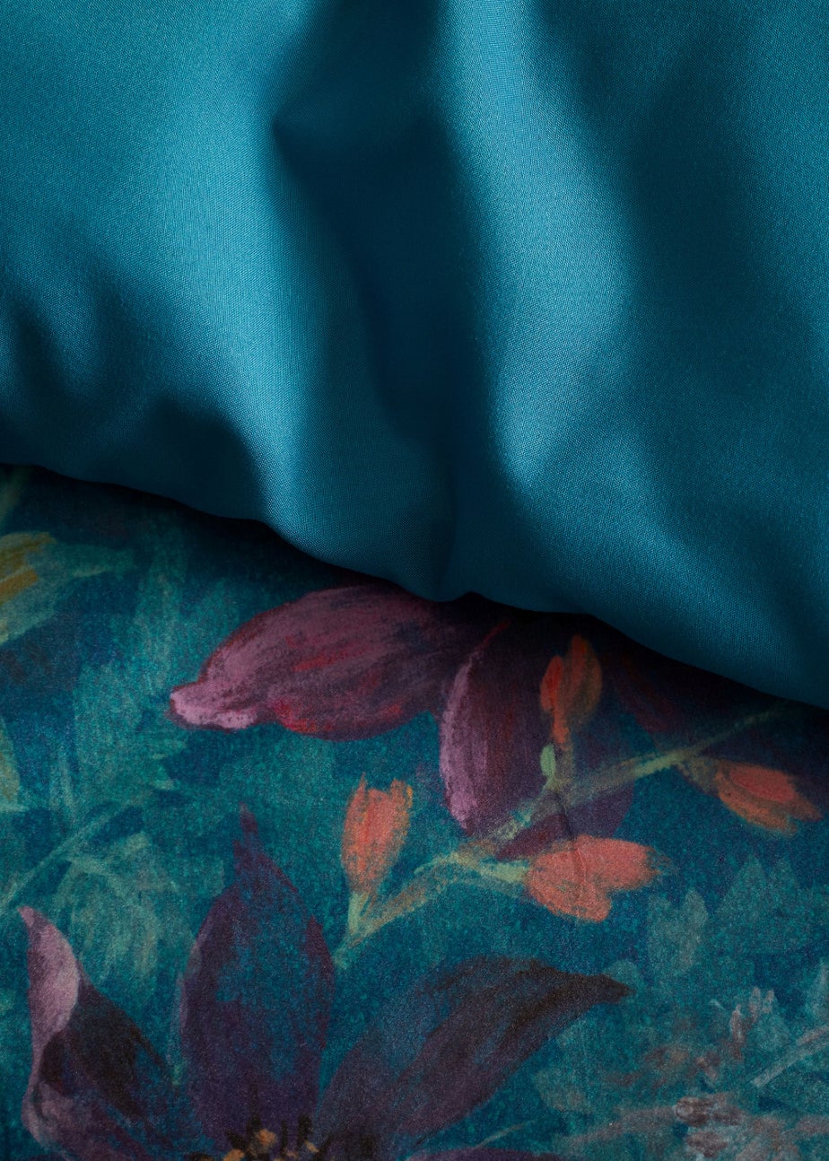 Bridgerton By Catherine Lansfield Romantic Floral Soft Velvet Duvet Cover Set Teal Green