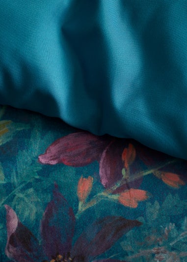 Bridgerton By Catherine Lansfield Romantic Floral Soft Velvet Duvet Cover Set Teal Green