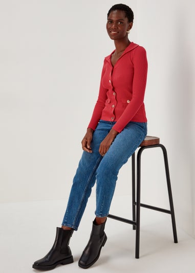 Et Vous Red Button Utility Top