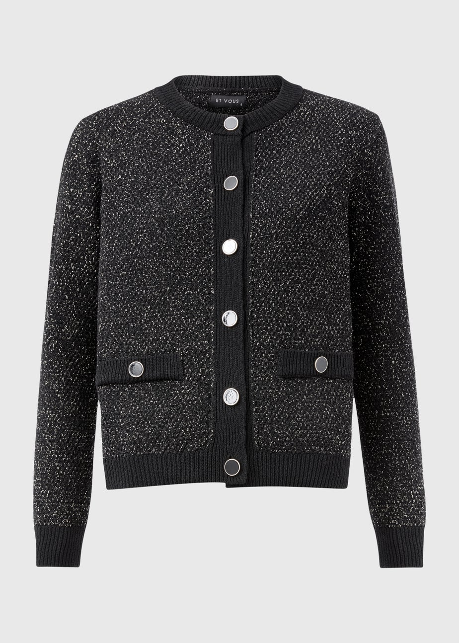 Et Vous Black Glitter Button Cardigan Matalan
