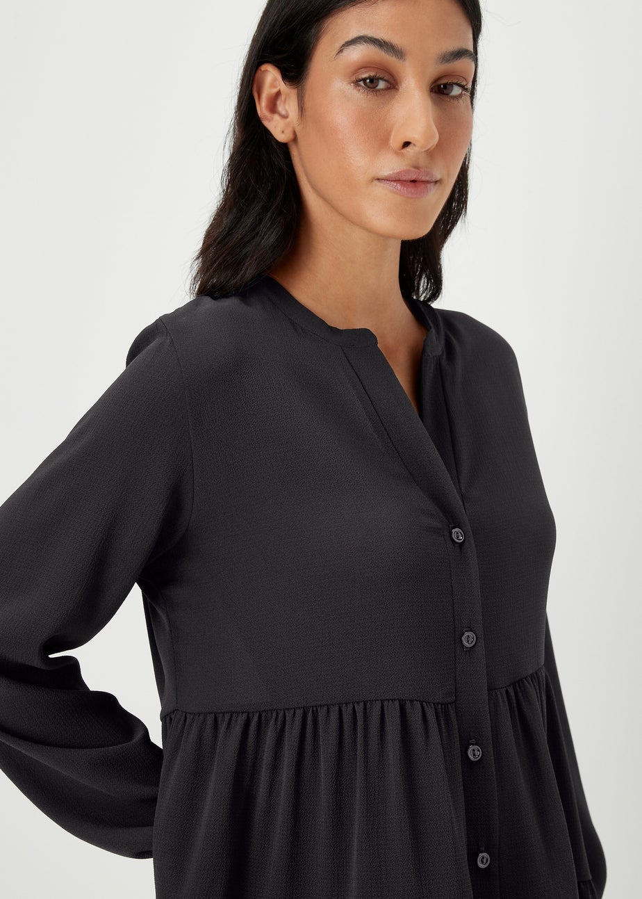 Black Button Up Tiered Shirt