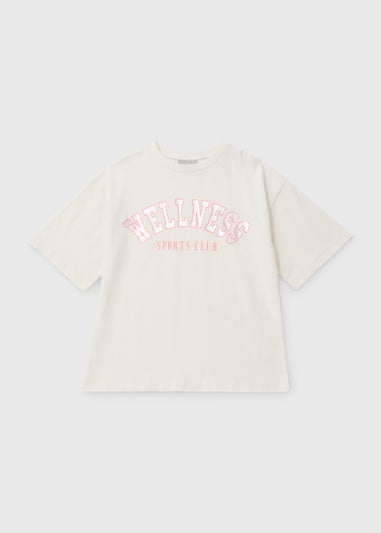 Girls Cream Wellness Print T-Shirt (4-15yrs)