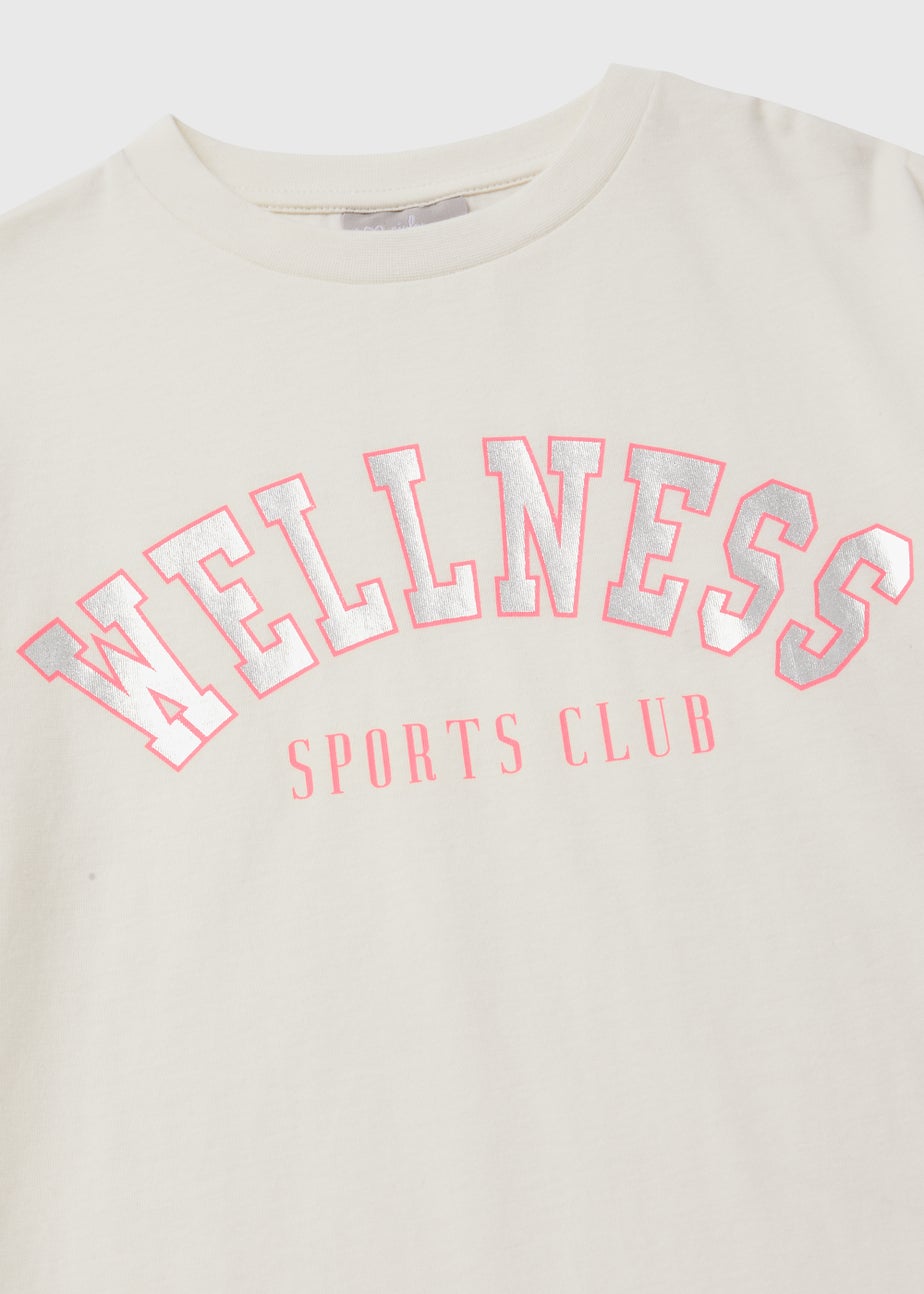 Girls Cream Wellness Print T-Shirt (4-15yrs)