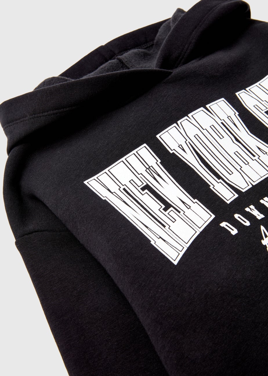 Girls Black NYC Slogan Hoodie (4-15yrs)