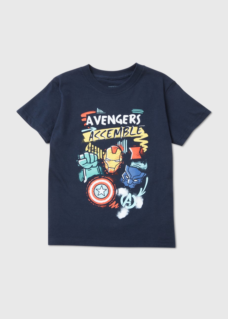 Kids Navy Marvel Avengers Assemble T-Shirt (5-13yrs)