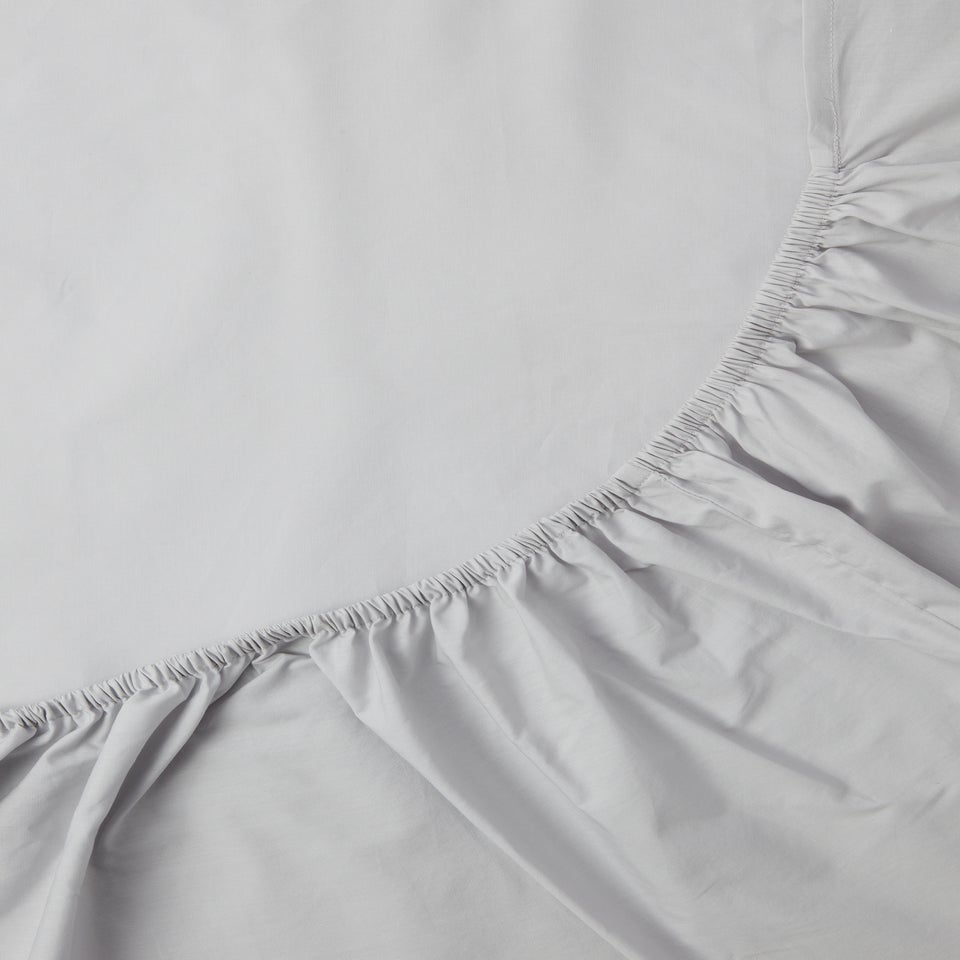 Grey Cotton Deep Fitted Bed Sheet (180 Thread Count)