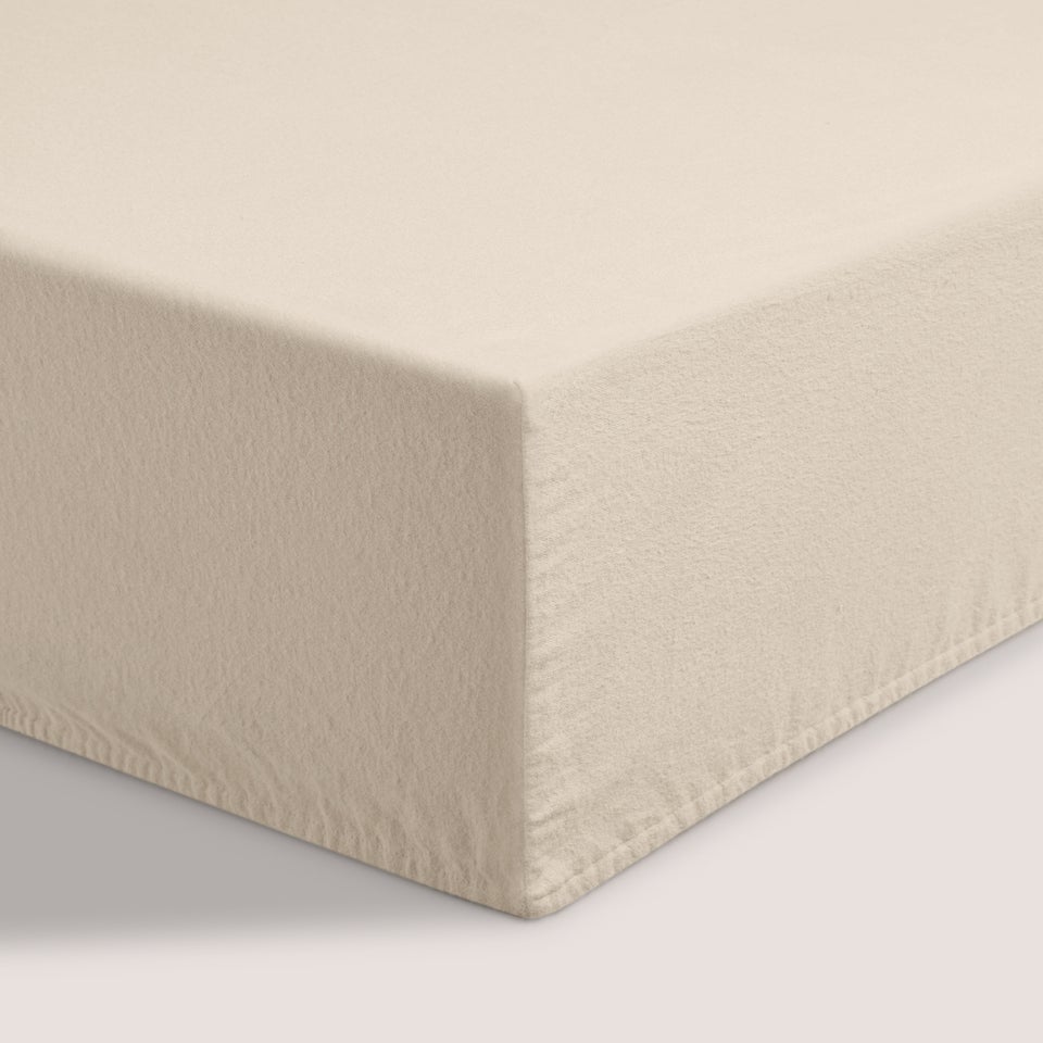 Cream Cotton Deep Fitted Bed Sheet (180 Thread Count)