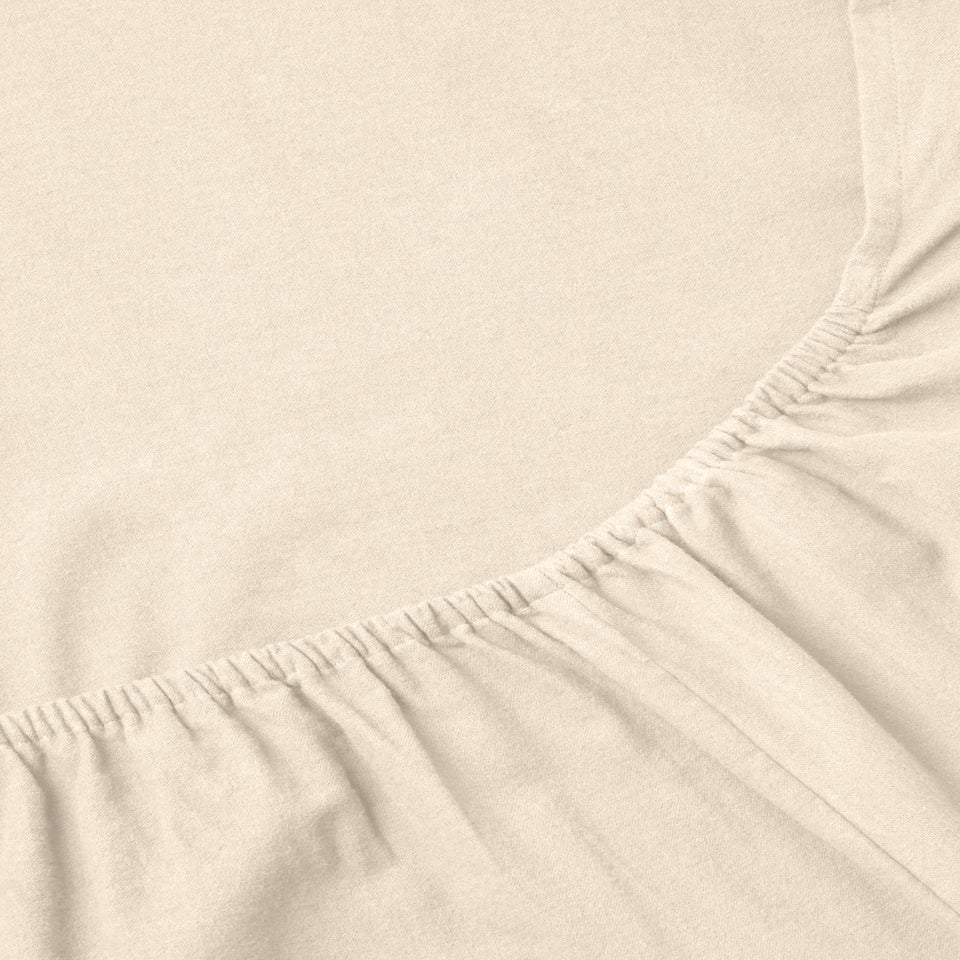 Cream Cotton Deep Fitted Bed Sheet (180 Thread Count)