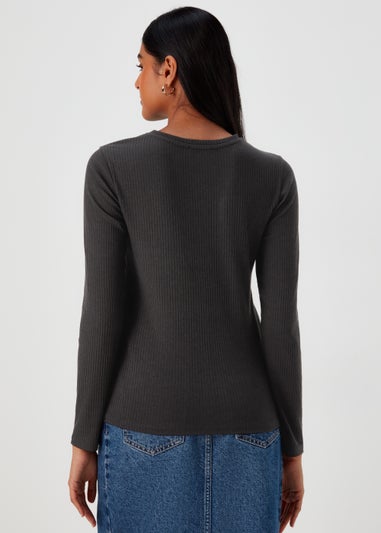 Black Cut Out Long Sleeve Top