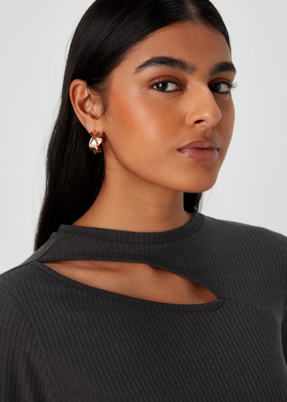 Black Cut Out Long Sleeve Top