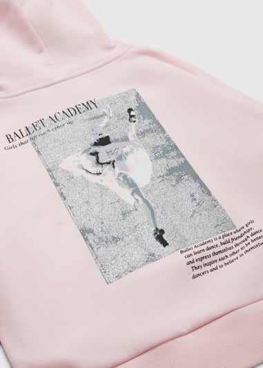 Girls Pink Ballet Print Hoodie & Flared Leggings Set (4-13yrs)