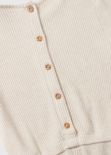 Girls Cream Ribbed Jumpsuit (4-13yrs)