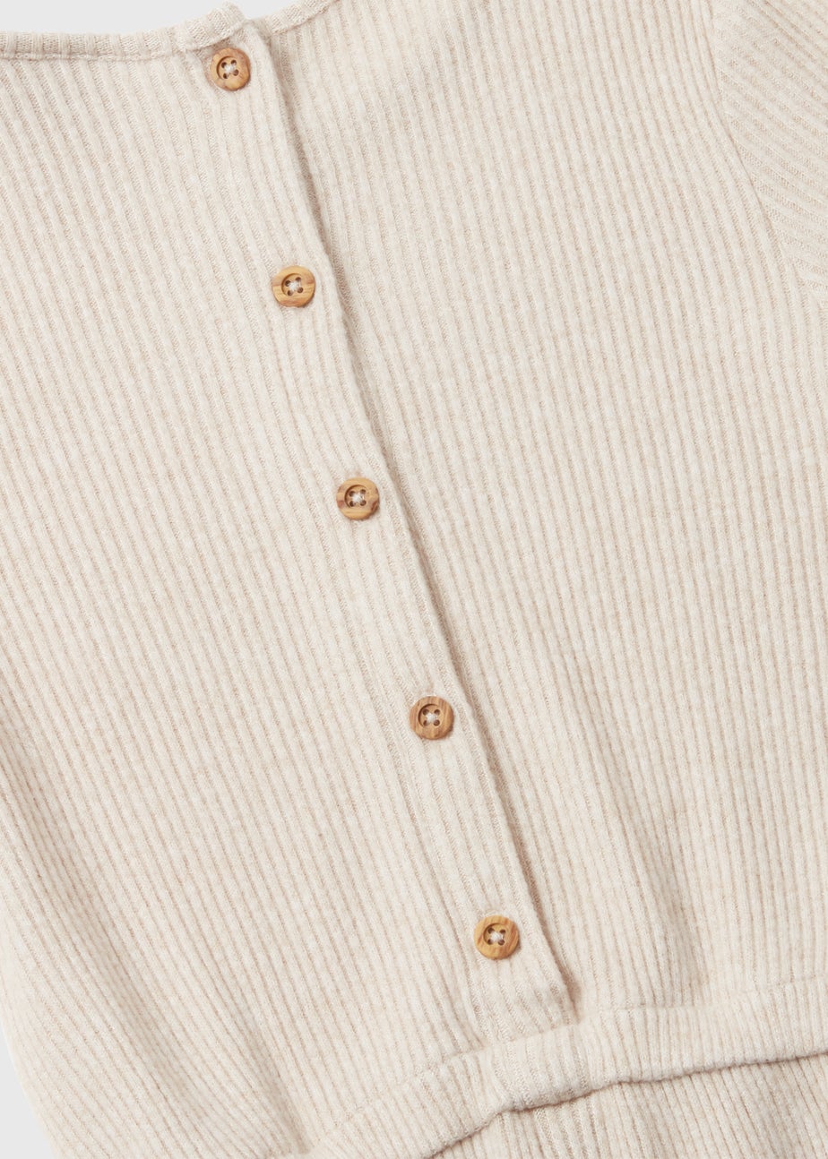 Girls Cream Ribbed Jumpsuit (4-13yrs)