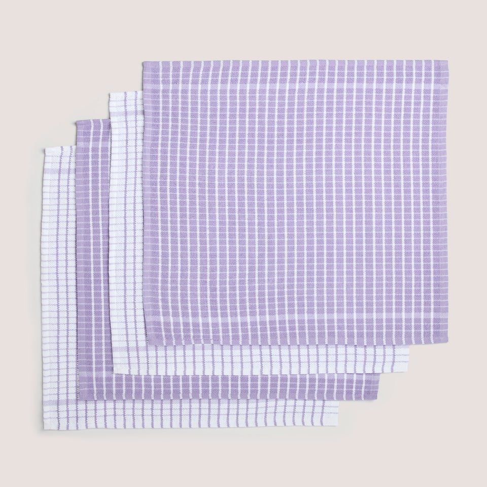 4 Pack Lilac Check Terry Tea Towels