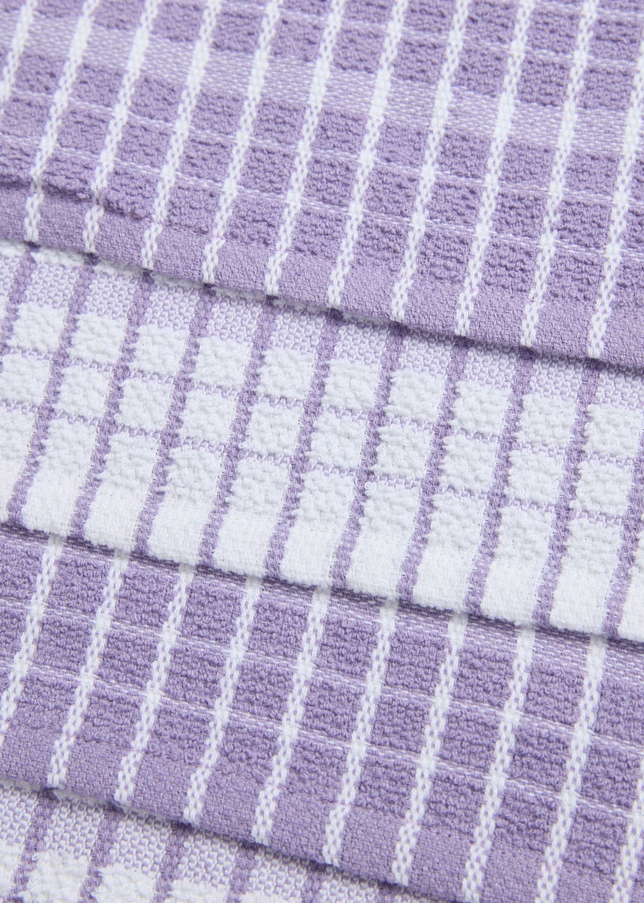 4 Pack Lilac Check Terry Tea Towels