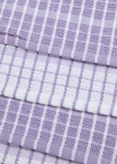 4 Pack Lilac Check Terry Tea Towels