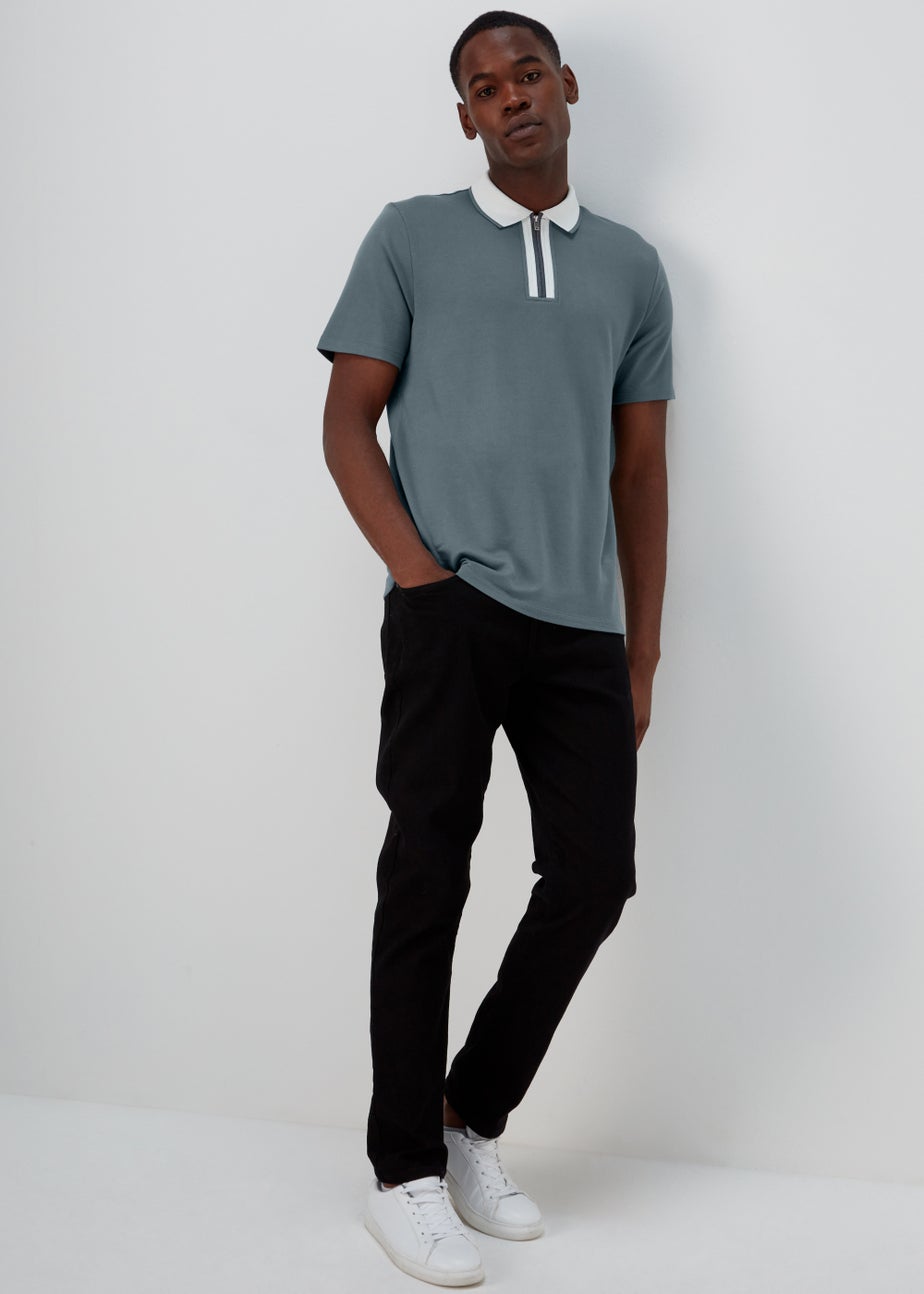 Charcoal Smart Half Zip Polo Shirt