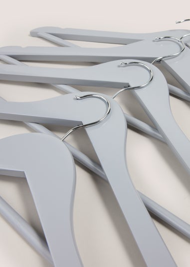 10 Pack Grey Wooden Hangers