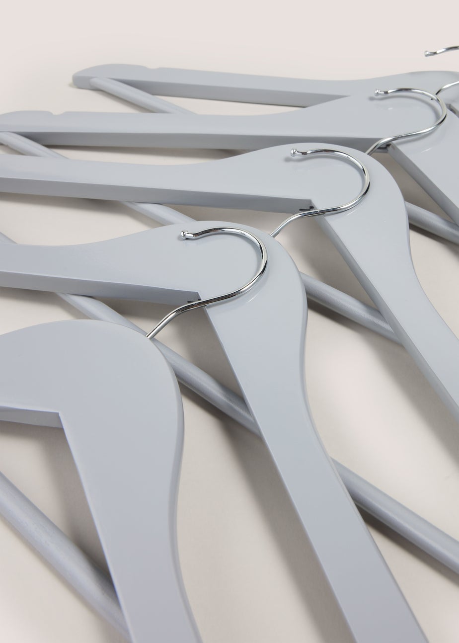 10 Pack Grey Wooden Hangers
