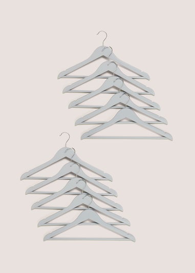 10 Pack Grey Wooden Hangers