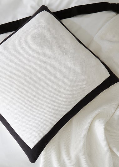 Style Sisters Monochrome Waffle Cotton 55x55cm Cushion White/Black