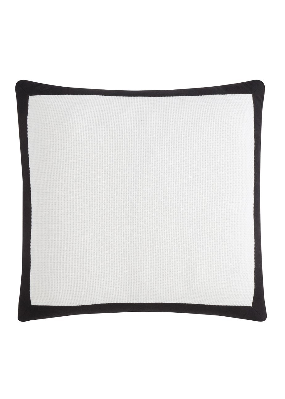 Style Sisters Monochrome Waffle Cotton 55x55cm Cushion White/Black