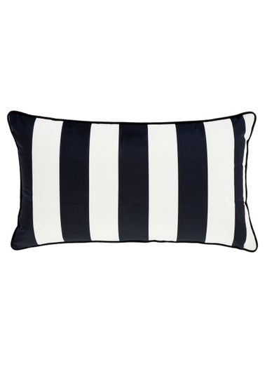Style Sisters Monochrome Velvet Stripe 40x70cm Cushion Black/White