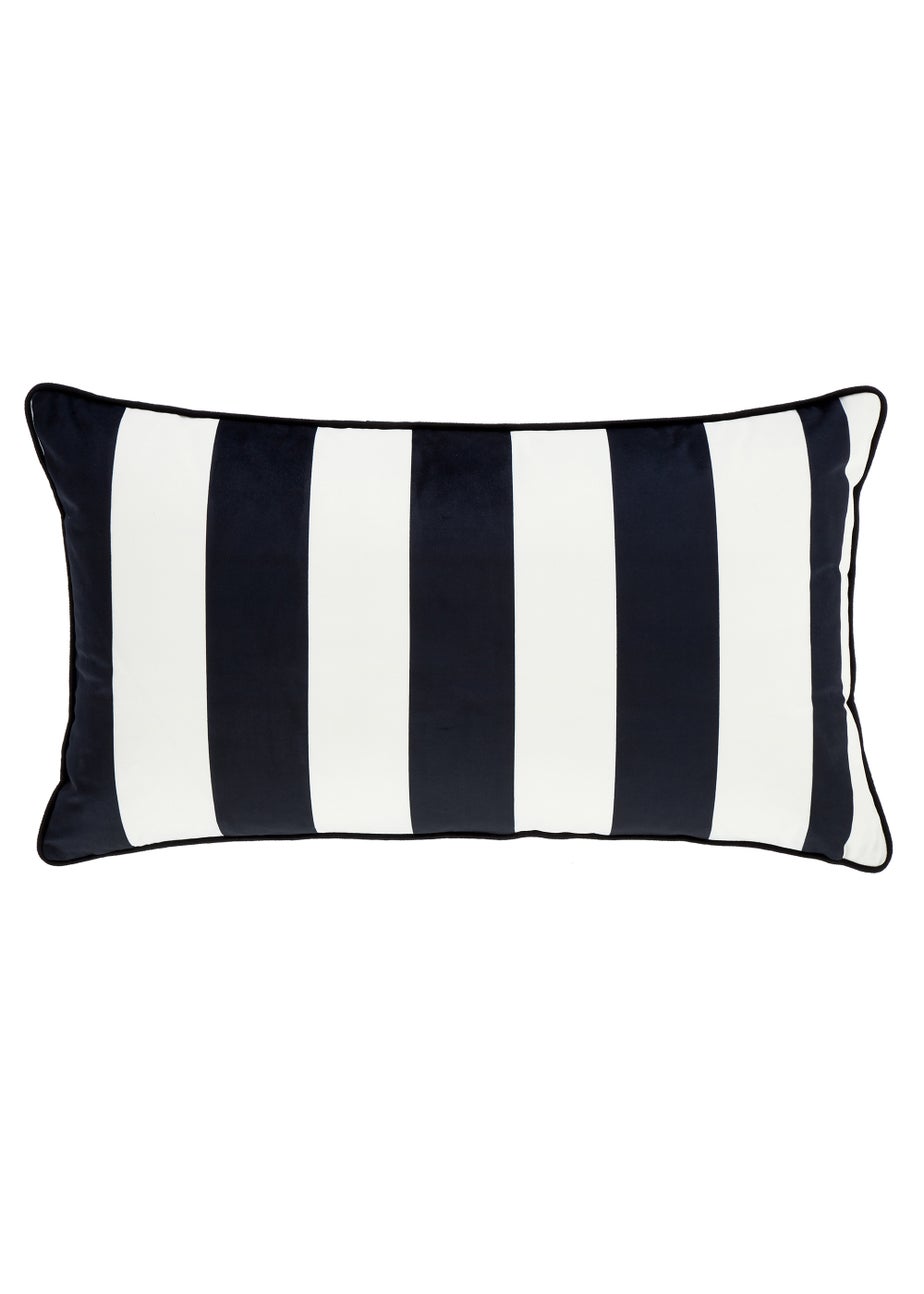 Style Sisters Monochrome Velvet Stripe 40x70cm Cushion Black/White