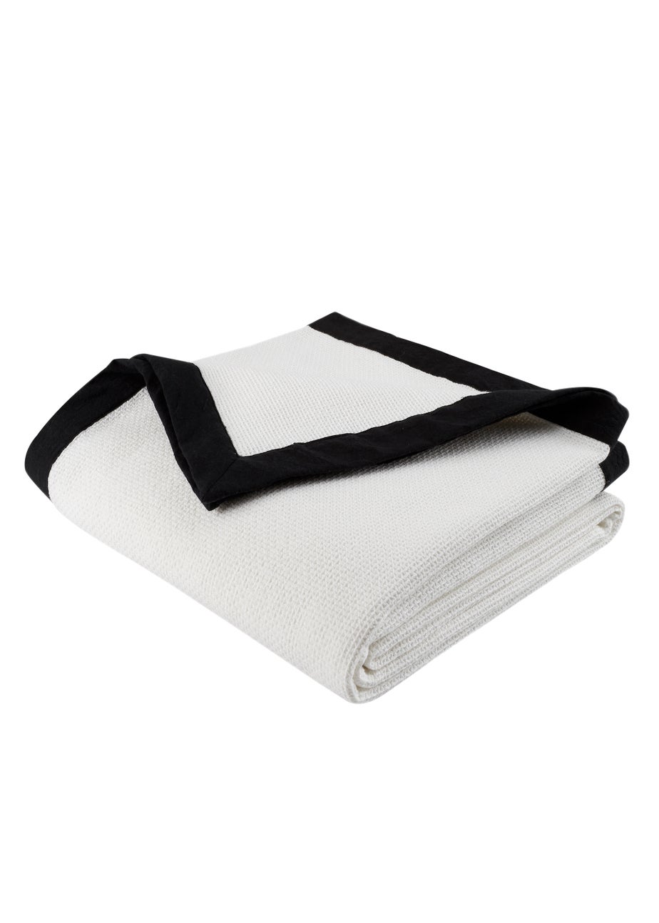 Style Sisters Monochrome Waffle Cotton Throw (150x220cm)