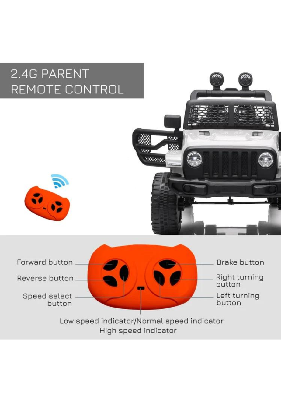 HOMCOM 12V Kids Electric Ride On Car Truck Off-road Toy with Remote Control (White)