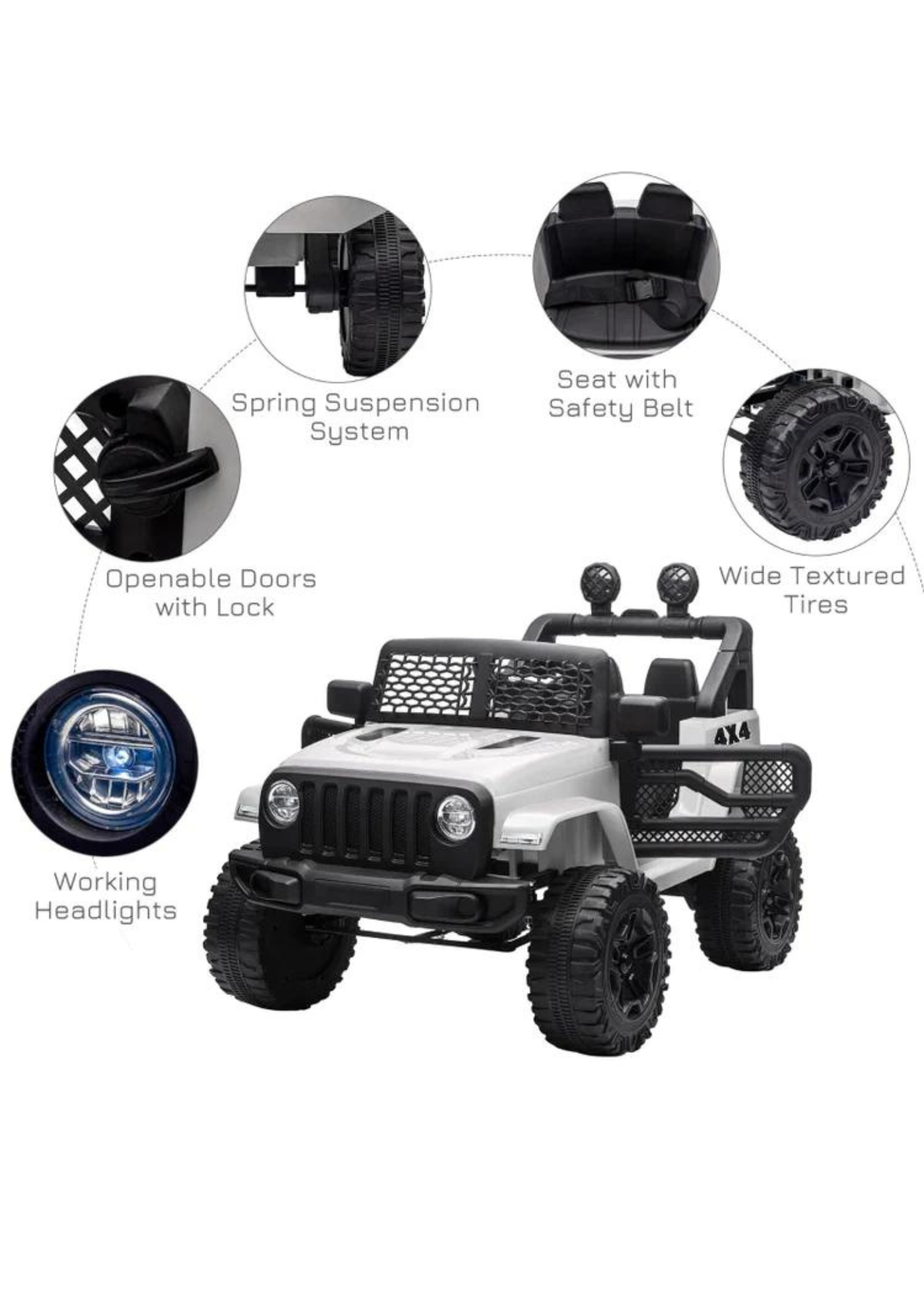 HOMCOM 12V Kids Electric Ride On Car Truck Off-road Toy with Remote Control (White)