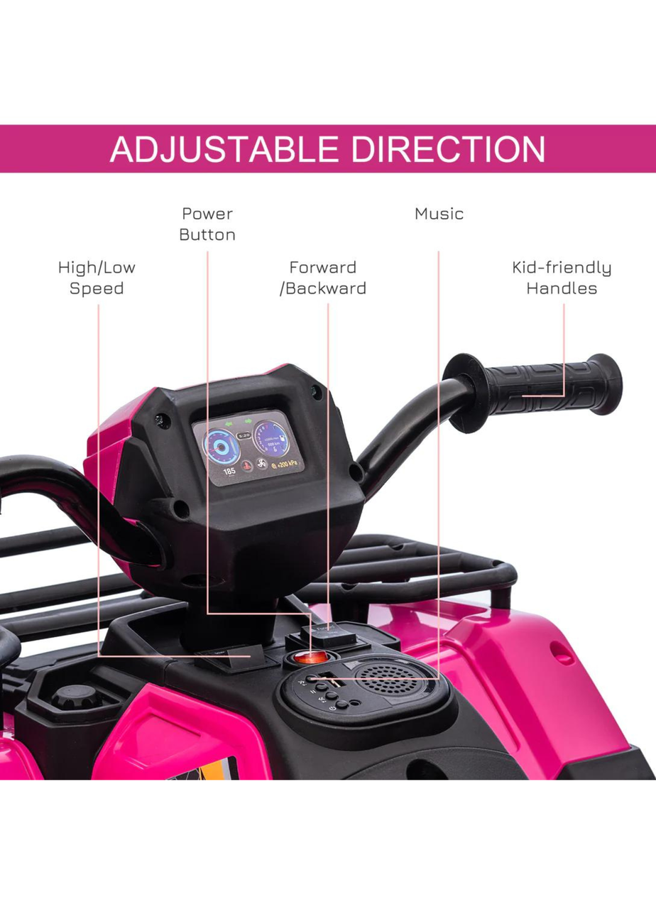 HOMCOM 12V Electric Quad Bike for Kids with LED Headlights and Music (Pink)