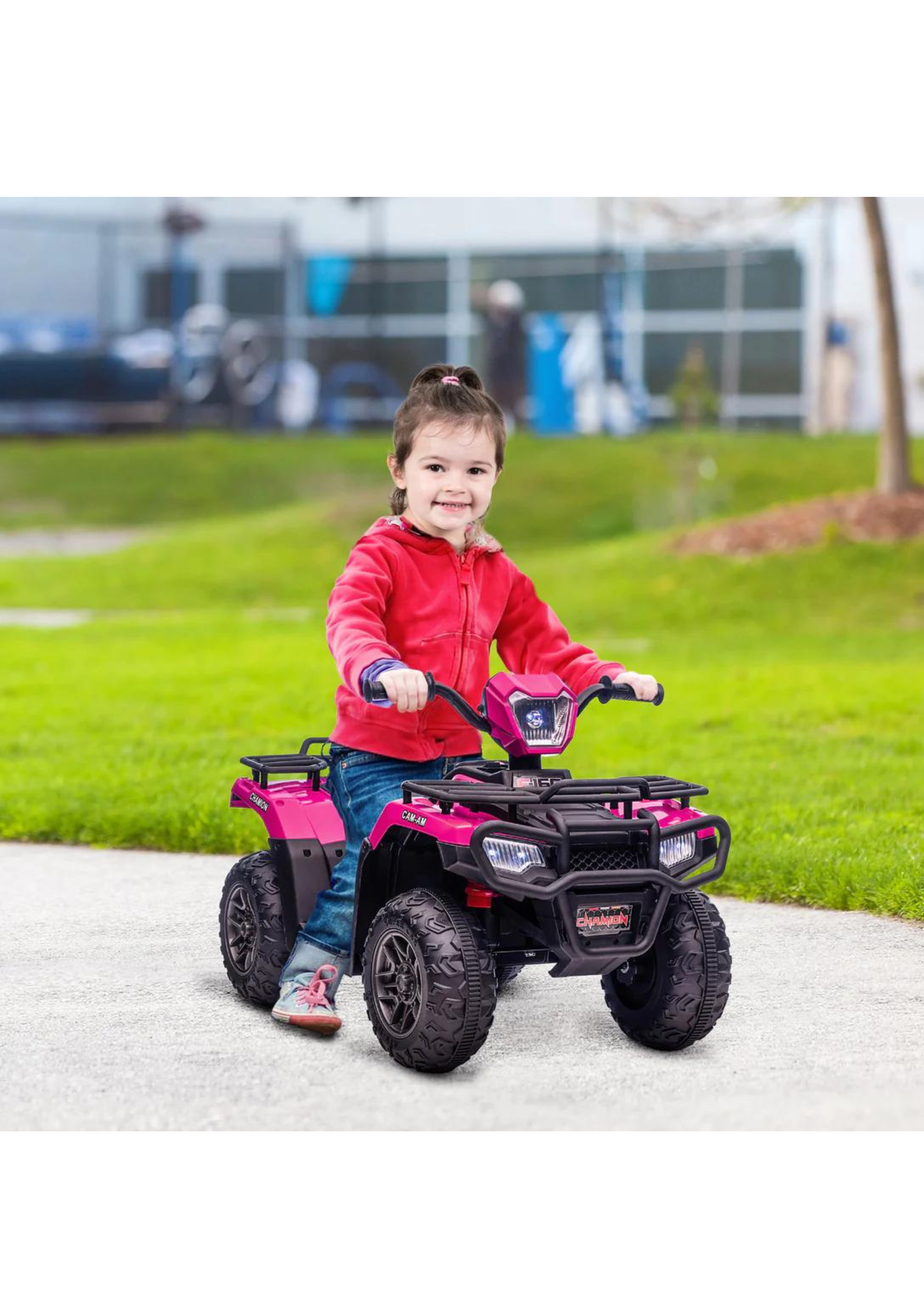 HOMCOM 12V Electric Quad Bike for Kids with LED Headlights and Music (Pink)