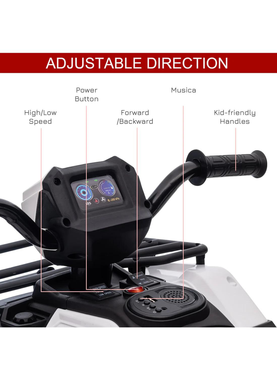 HOMCOM 12V Electric Quad Bike for Kids with LED Headlights and Music (White)